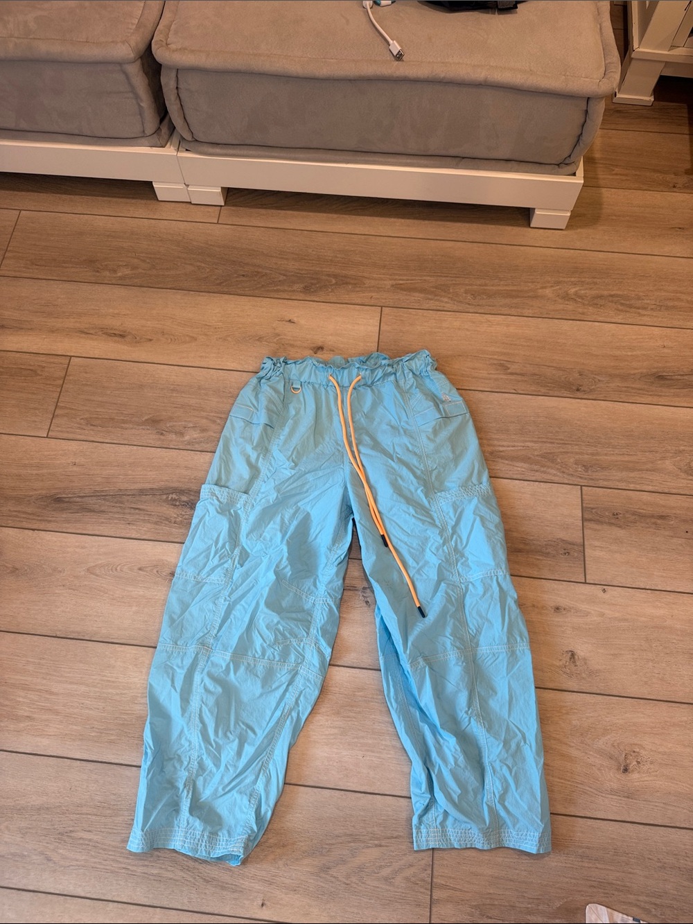 FP Movement by Free People Sky Blue Track Pants with Orange Drawcord